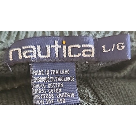 Vintage Nautica Sweater Crewneck Knit 90s Green Retro Pullover Men's Size Large - Picture 3 of 3